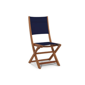 Stella Teak Outdoor Folding Chair in Blue Textilene Fabric