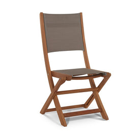 Stella Teak Outdoor Folding Chair in Taupe Textilene Fabric