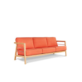 Aalto Teak Deep Seating 86 Inch Outdoor Sofa with Sunbrella Melon Cushion