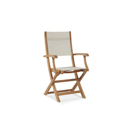 Stella Teak Outdoor Folding Armchair in White Textilene Fabric