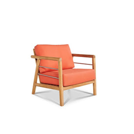 Aalto Teak Deep Seating Outdoor Club Chair with Sunbrella Melon Cushion