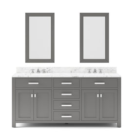 Madison 72" Double Bathroom Vanity in Cashmere Gray with 2 Framed Mirrors and Faucets