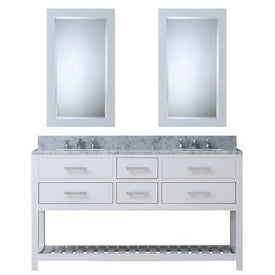 Madalyn 60" Double Bathroom Vanity in Pure White with 2 Framed Mirrors and Faucets