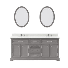 Derby 72" Double Bathroom Vanity in Cashmere Gray with Framed Mirrors