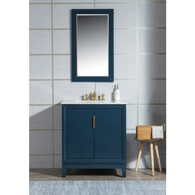 Elizabeth 30" Single Bathroom Vanity in Monarch Blue w/ Carrara Marble Top and Faucet(s)