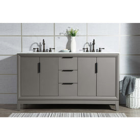 Elizabeth 60" Double Bathroom Vanity in Cashmere Gray w/ Carrara White Marble Top and Faucet(s)