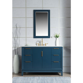 Elizabeth 48" Single Bathroom Vanity in Monarch Blue w/ Carrara Marble Top and Faucet(s)