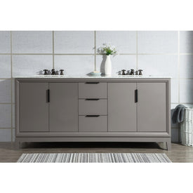 Elizabeth 72" Double Bathroom Vanity in Cashmere Gray w/ Carrara White Marble Top and Mirror(s)