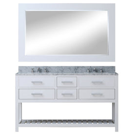 Madalyn 60" Double Bathroom Vanity in Pure White with Framed Mirror