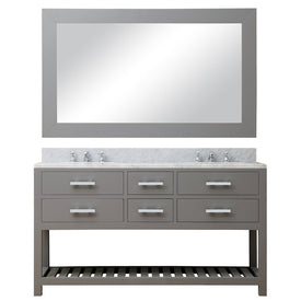 Madalyn 60" Double Bathroom Vanity in Cashmere Gray with Framed Mirror and Faucet