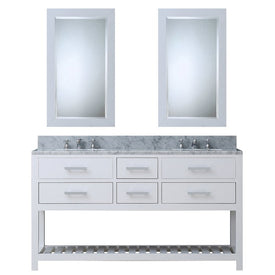 Madalyn 60" Double Bathroom Vanity in Pure White with 2 Framed Mirrors