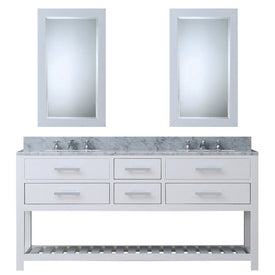 Madalyn 72" Double Bathroom Vanity in Pure White with 2 Framed Mirrors and Faucets