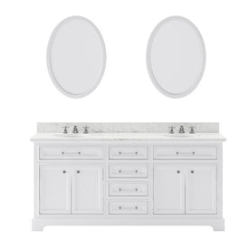 Derby 72" Double Bathroom Vanity in Pure White with Framed Mirrors