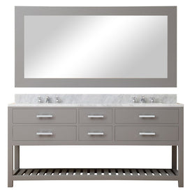 Madalyn 72" Double Bathroom Vanity in Cashmere Gray with Framed Mirror and Faucet