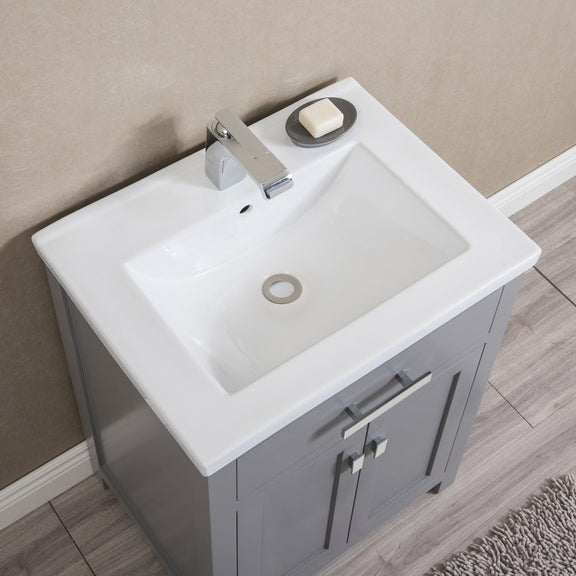 Myra 24" Single Bathroom Vanity in Cashmere Gray with Ceramic Top Vani