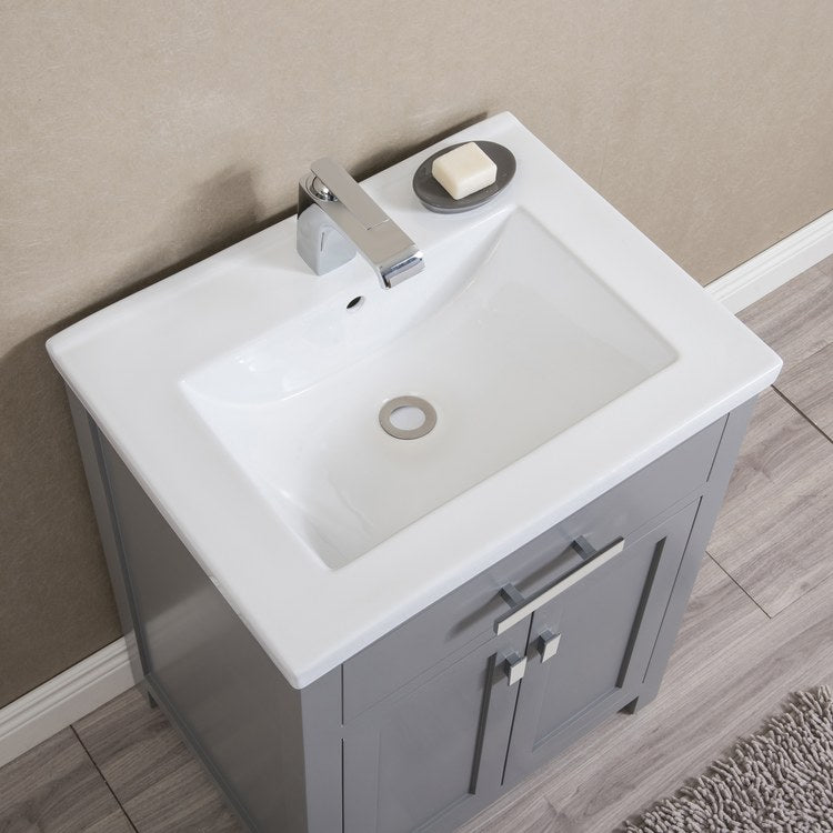 Myra 24" Single Bathroom Vanity in Cashmere Gray with Ceramic Top Vani