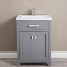 Myra 24" Single Bathroom Vanity in Cashmere Gray with Ceramic Top Vanity and Double Door