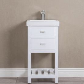 Vera 18" Single Bathroom Vanity in Pure White with Ceramic Top and U-Shaped Drawer