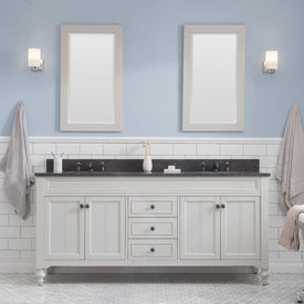 Potenza 72" Double Bathroom Vanity in Earl Gray with Blue Limestone Top, Faucet