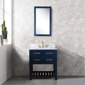 Madalyn 24" Single Bathroom Vanity in Monarch Blue with F2-0012 Satin Gold Faucet and Mirror