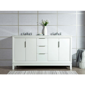 Elizabeth 60" Double Bathroom Vanity in Pure White w/ Carrara White Marble Top and Mirror(s)