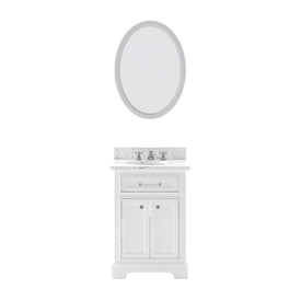 Derby 24" Single Bathroom Vanity in Pure White with Framed Mirror and Faucet