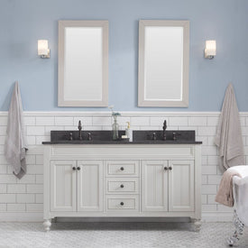 Potenza 60" Double Bathroom Vanity in Earl Gray with Blue Limestone Top, Faucet