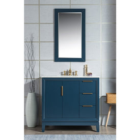 Elizabeth 36" Single Bathroom Vanity in Monarch Blue w/ Carrara Marble Top, Mirror(s) and Faucet(s)