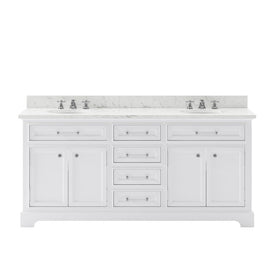 Derby 72" Double Bathroom Vanity in Pure White with Faucet