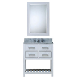 Madalyn 30" Single Bathroom Vanity in Pure White with Framed Mirror
