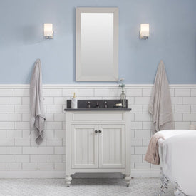 Potenza 30" Single Bathroom Vanity in Earl Gray with Blue Limestone Top, Faucet and Mirror