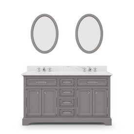 Derby 60" Double Bathroom Vanity in Cashmere Gray with Framed Mirrors