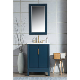 Elizabeth 24" Single Bathroom Vanity in Monarch Blue w/ Carrara Marble Top and Mirror(s)