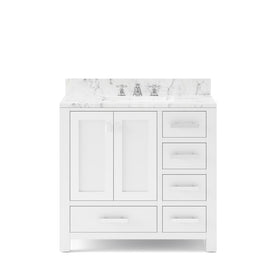 Madison 36" Single Bathroom Vanity in Pure White with Faucets