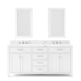 Madison 72" Double Bathroom Vanity in Pure White with 2 Framed Mirrors