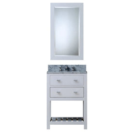 Madalyn 24" Single Bathroom Vanity in Pure White with Framed Mirror and Faucet