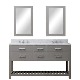 Madalyn 60" Double Bathroom Vanity in Cashmere Gray with 2 Framed Mirrors and Faucets