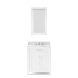 Madison 30" Single Bathroom Vanity in Pure White with Framed Mirror and Faucet