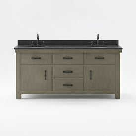 Aberdeen 72" Double Bathroom Vanity in Grizzle Gray with Blue Limestone Top