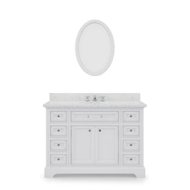 Derby 48" Single Bathroom Vanity in Pure White with Framed Mirror and Faucet