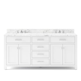 Madison 72" Double Bathroom Vanity in Pure White with Faucet