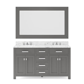 Madison 60" Double Bathroom Vanity in Cashmere Gray with Framed Mirror