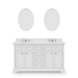 Derby 60" Double Bathroom Vanity in Pure White with Framed Mirrors