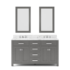 Madison 60" Double Bathroom Vanity in Cashmere Gray with 2 Framed Mirrors