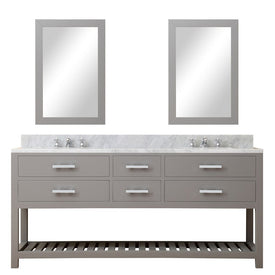 Madalyn 72" Double Bathroom Vanity in Cashmere Gray with 2 Framed Mirrors and Faucets