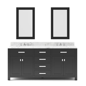 Madison 72" Double Bathroom Vanity in Espresso with 2 Framed Mirrors and Faucets