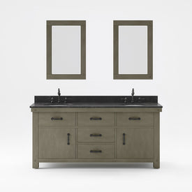 Aberdeen 72" Double Bathroom Vanity in Grizzle Gray with Mirrors and Blue Limestone Top