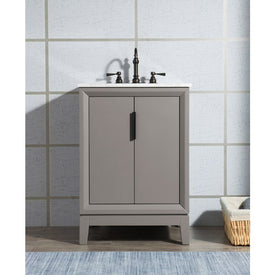 Elizabeth 24" Single Bathroom Vanity in Cashmere Gray w/ Carrara Marble Top, Mirror(s) and Faucet(s)