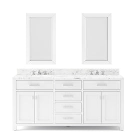 Madison 72" Double Bathroom Vanity in Pure White with 2 Framed Mirrors and Faucets