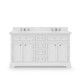 Derby 60" Double Bathroom Vanity in Pure White with Faucet